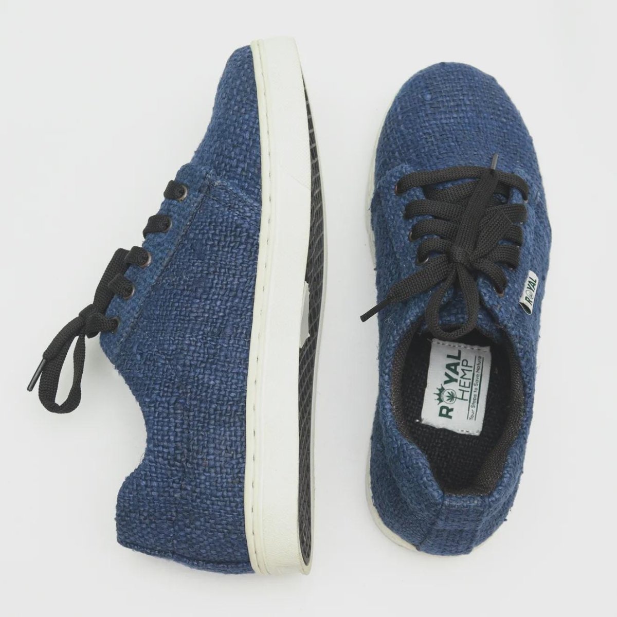 Eco - Friendly Handmade Blue Hemp Sneakers | Organic Unisex Casual Footwear | Durable Vegan Shoes Blue_Hemp_Sneakers