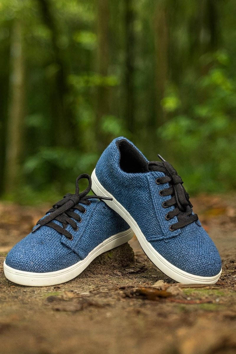 Eco - Friendly Handmade Blue Hemp Sneakers | Organic Unisex Casual Footwear | Durable Vegan Shoes Blue_Hemp_Sneakers