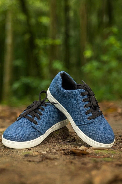 Eco - Friendly Handmade Blue Hemp Sneakers | Organic Unisex Casual Footwear | Durable Vegan Shoes Blue_Hemp_Sneakers