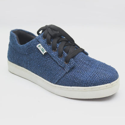 Eco - Friendly Handmade Blue Hemp Sneakers | Organic Unisex Casual Footwear | Durable Vegan Shoes Blue_Hemp_Sneakers