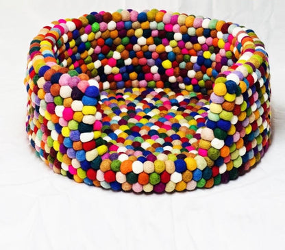 Eco - Friendly Handmade Felt Dog Bed: Cozy Cave House in Natural or Multicolor Wool Custom_Size_Dog_Bed