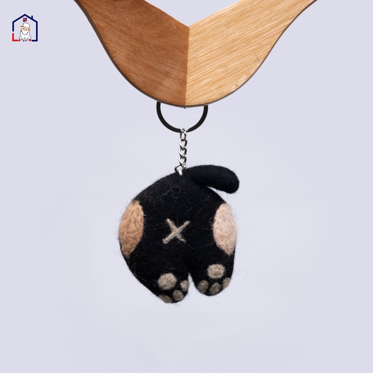 Felt Cat Butt Keychain: Handmade Wool Charm from Nepal Cat_Lover_Gift