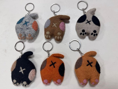 Felt Cat Butt Keychain: Handmade Wool Charm from Nepal Cat_Lover_Gift