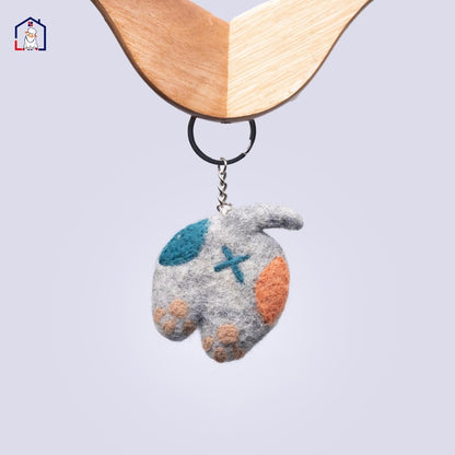 Felt Cat Butt Keychain: Handmade Wool Charm from Nepal Cat_Lover_Gift