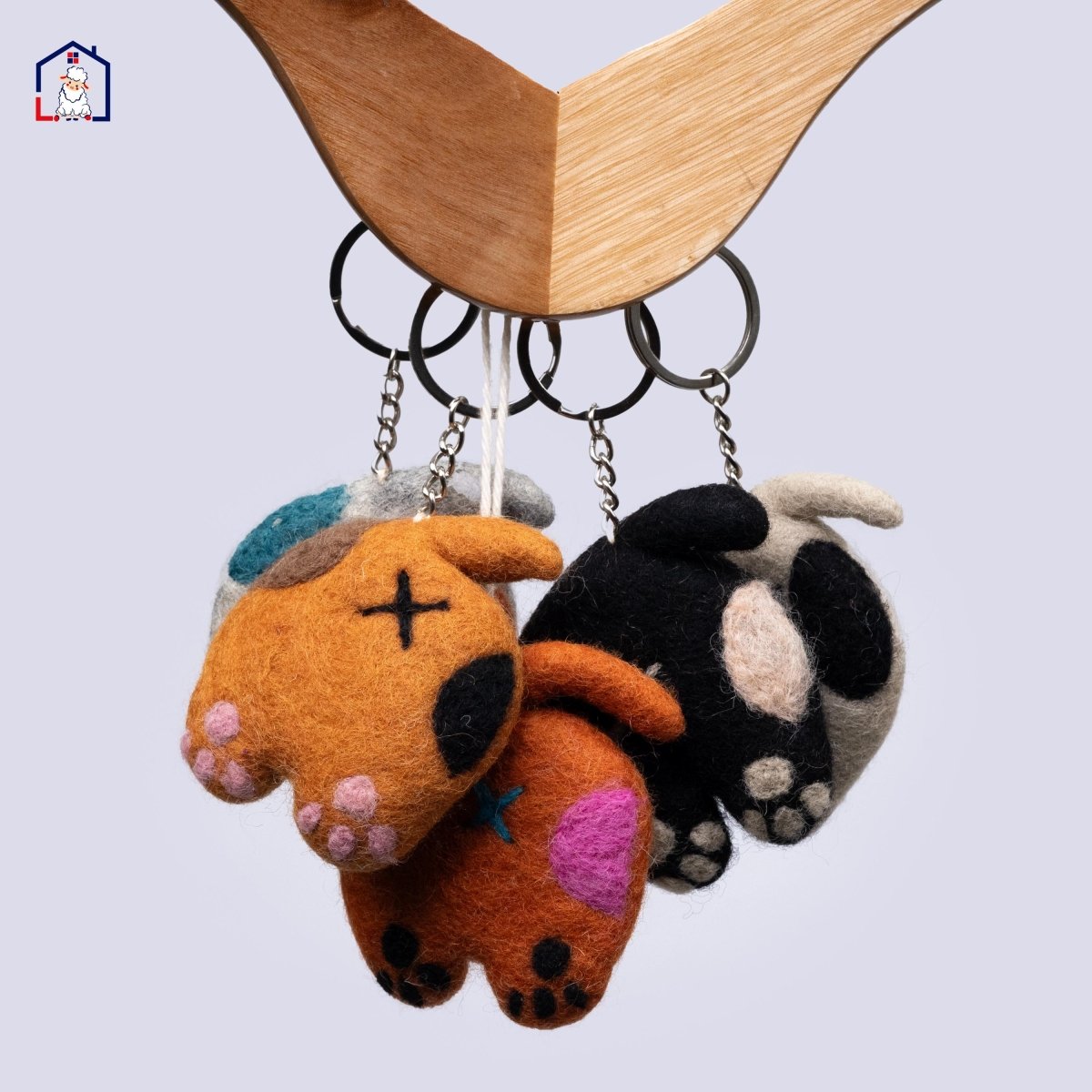 Felt Cat Butt Keychain: Handmade Wool Charm from Nepal Cat_Lover_Gift