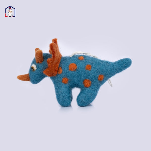 Felt Dinosaur Toy: Blue Triceratops Wool Figure (Handmade, Fair Trade) christmas_tree_gift
