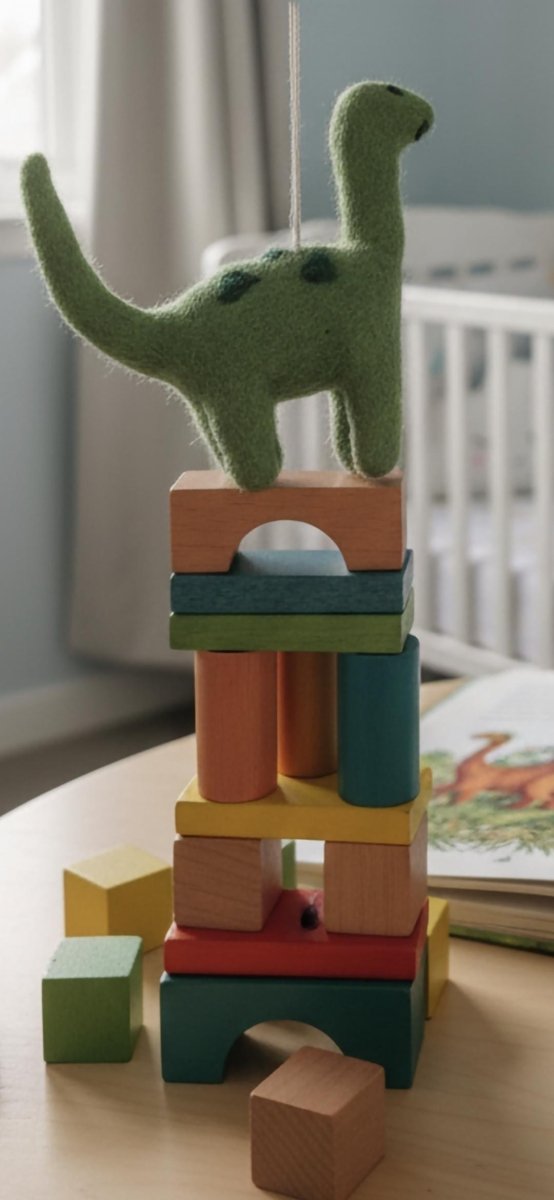 Felt Dinosaur Toy: Green T - Rex Wool Animal (Fair Trade, Handmade) Felt