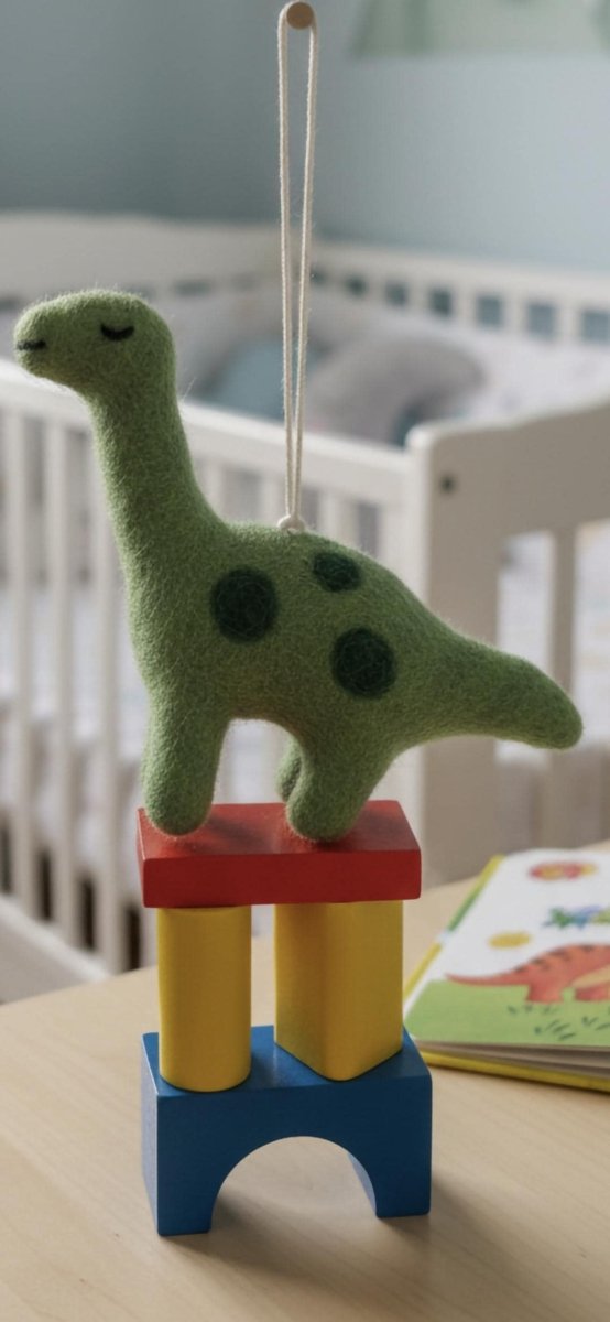 Felt Dinosaur Toy: Green T - Rex Wool Animal (Fair Trade, Handmade) Felt