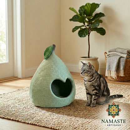 Pear Shaped Wool Cat Cave Bed