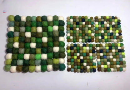 Forest Mix Wool Felt Trivet – Round/Square/Hex coasters_set