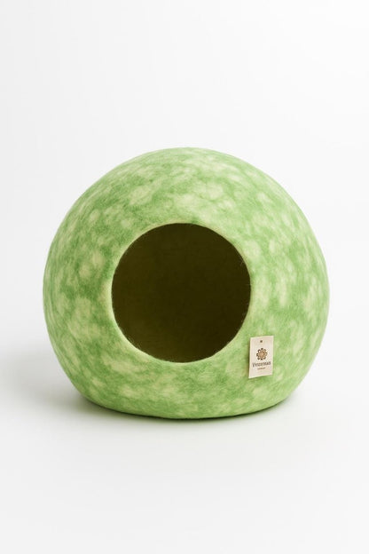 Green Marble Cat Cave: Wool Felt Pet Pod, Handmade in Nepal Cat_Cave_Pod