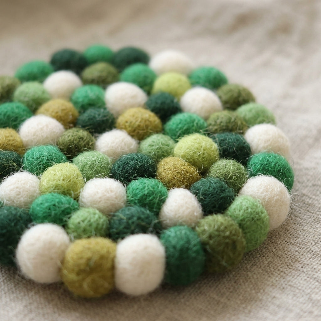Namaste Artisans Handcrafted Round Wool Felt Coasters - Set of 4