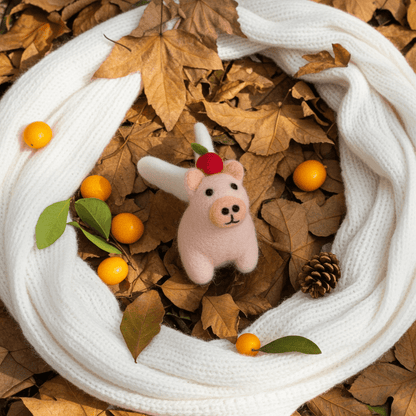 Hand - Stitched Wool Felt Capybara Christmas Ornamentnamaste artisans