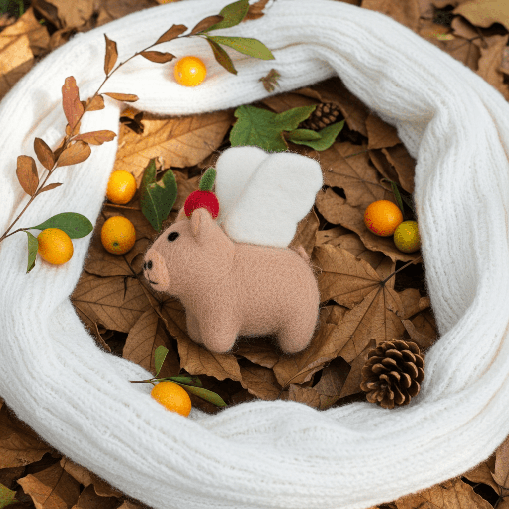 Hand - Stitched Wool Felt Capybara Christmas Ornamentnamaste artisans