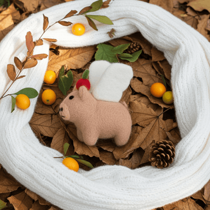Hand - Stitched Wool Felt Capybara Christmas Ornamentnamaste artisans