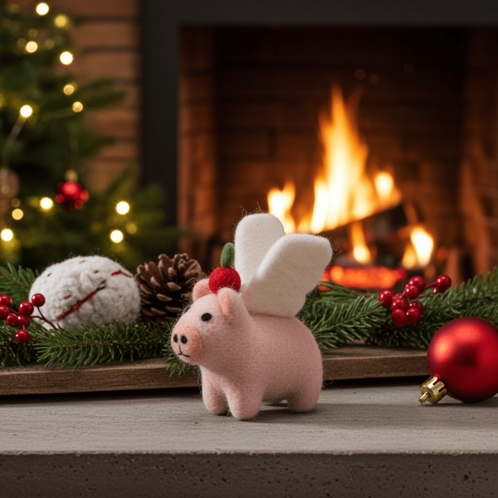 Hand - Stitched Wool Felt Capybara Christmas Ornamentnamaste artisans