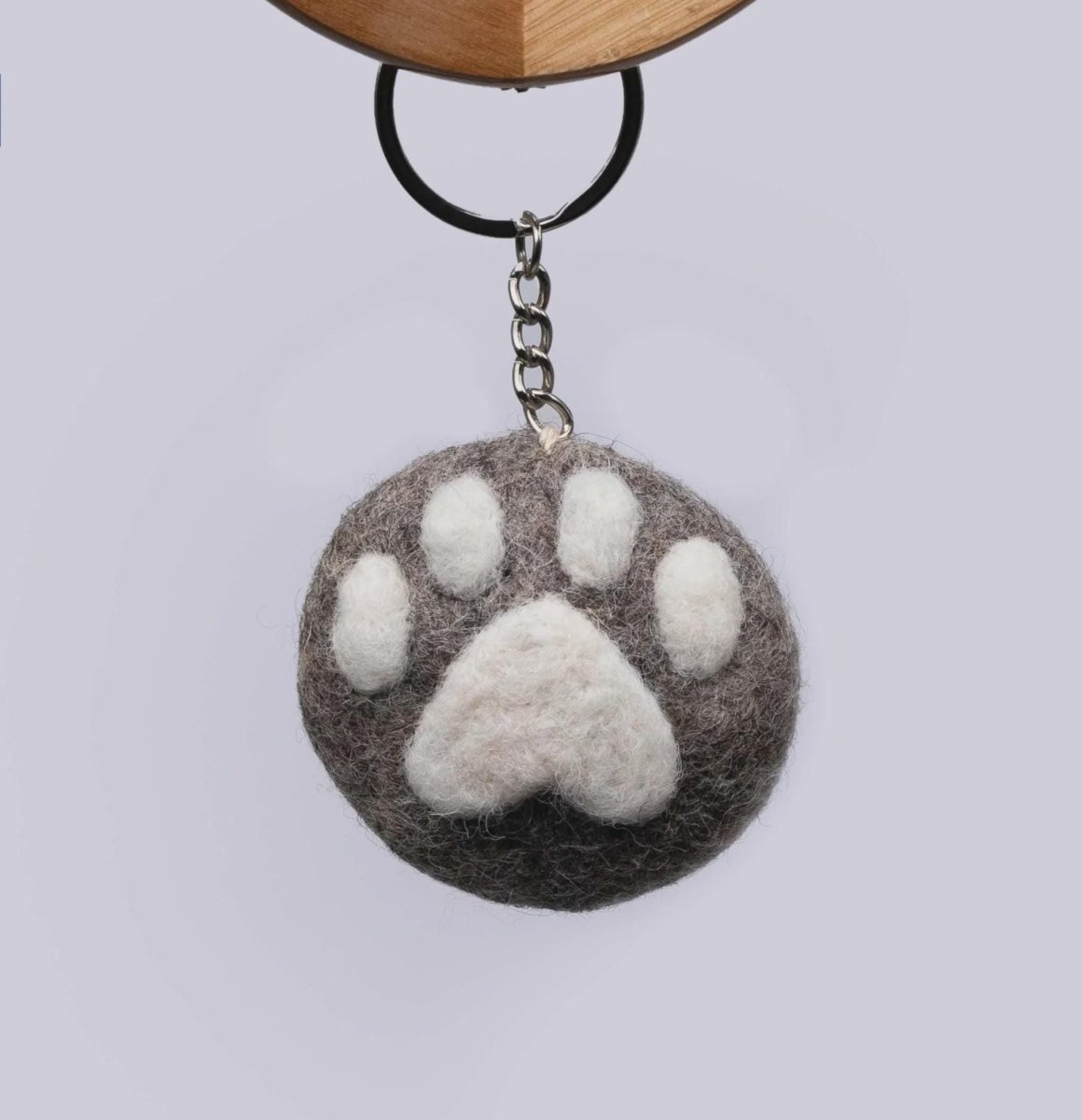 Handmade Felt Cat Paw Keyring: Nepalese Wool Bag Charm Eco_Friendly_Charm
