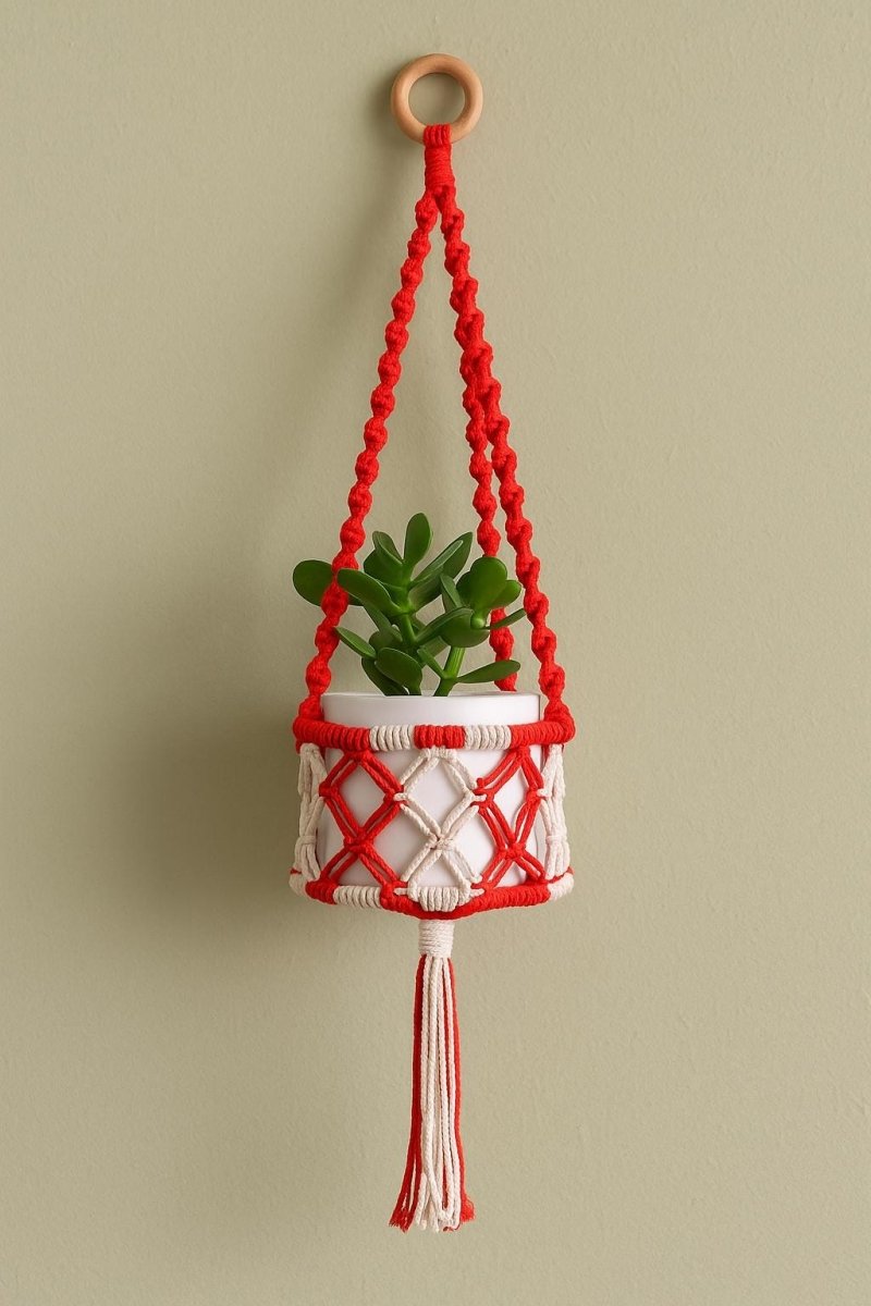 Handmade Macrame Hanging Planter: Eco - Friendly Cotton, Boho Decor Boho_Home_Decor