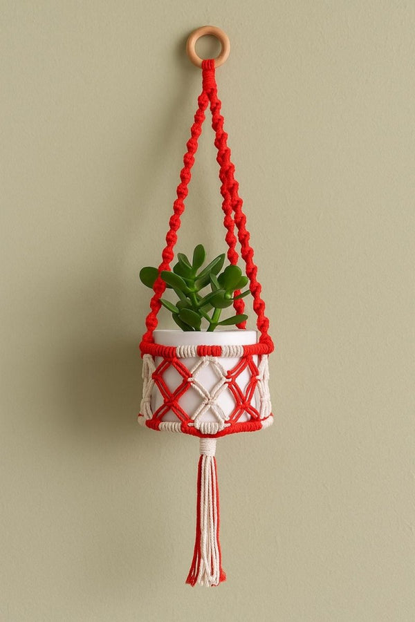 Handmade Macrame Hanging Planter: Eco - Friendly Cotton, Boho Decor Boho_Home_Decor