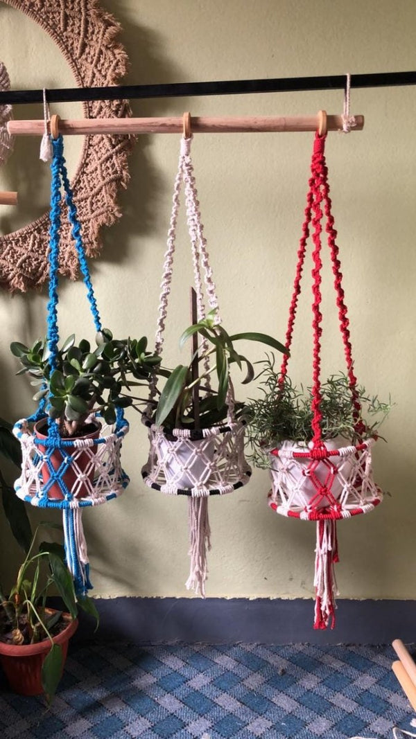 Handmade Macrame Hanging Planter: Eco - Friendly Cotton, Boho Decor Boho_Home_Decor