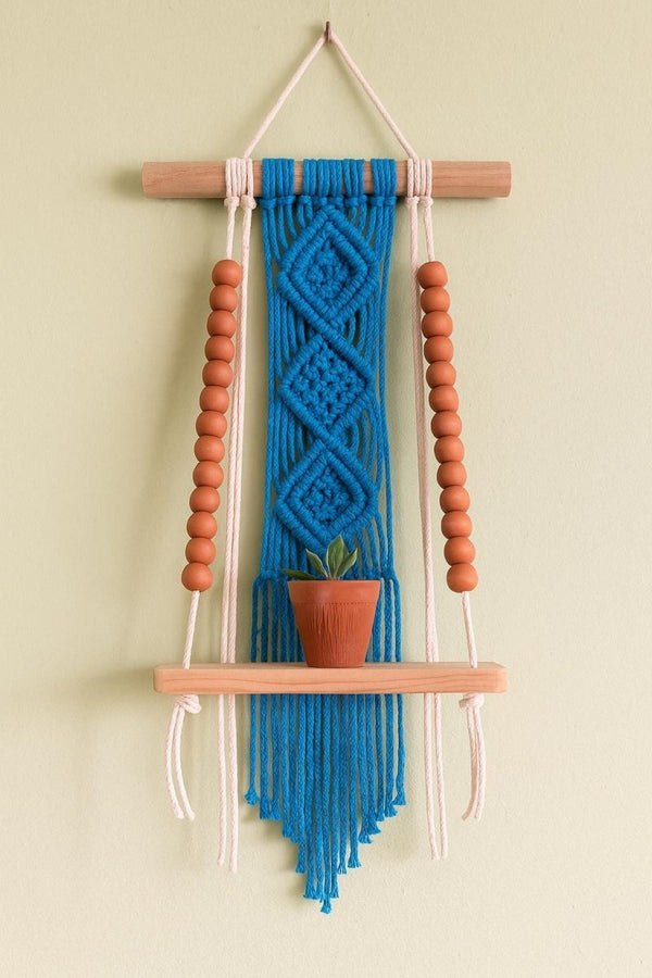 Handmade Macrame Wall Shelf: Boho Cotton Plant Holder Cotton