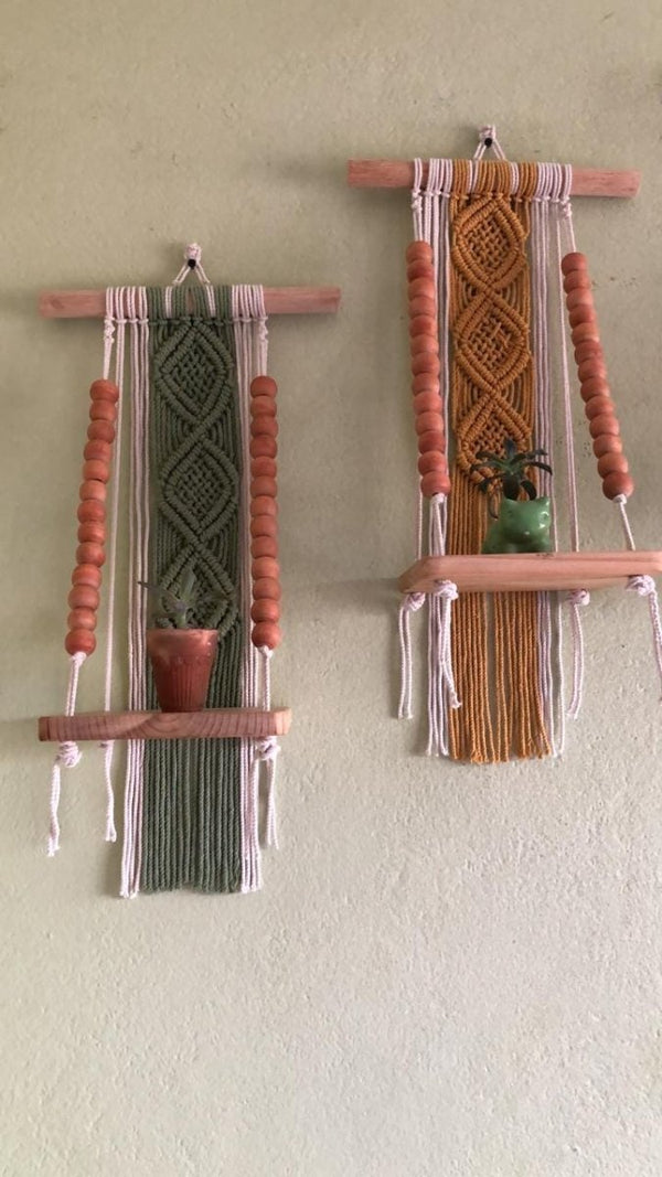 Handmade Macrame Wall Shelf: Boho Cotton Plant Holder Cotton