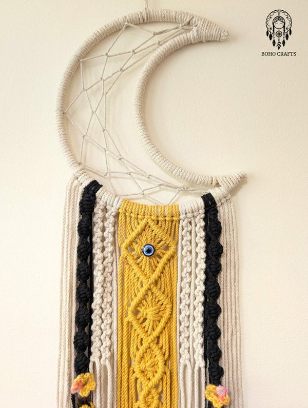 Handmade Moon Dreamcatcher | Macramé Wall Hanging | Boho Home Décor with Tassels Boho_Chic_Wall_Art