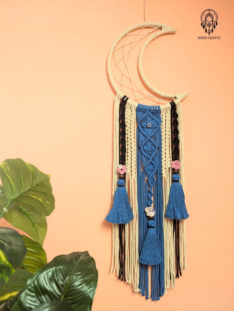Handmade Moon Dreamcatcher | Macramé Wall Hanging | Boho Home Décor with Tassels Boho_Chic_Wall_Art