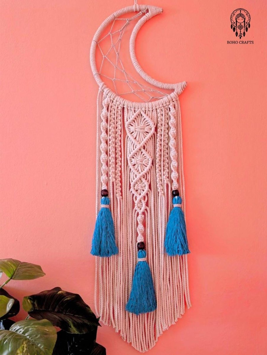 Handmade Moon Dreamcatcher | Macramé Wall Hanging | Boho Home Décor with Tassels Boho_Chic_Wall_Art