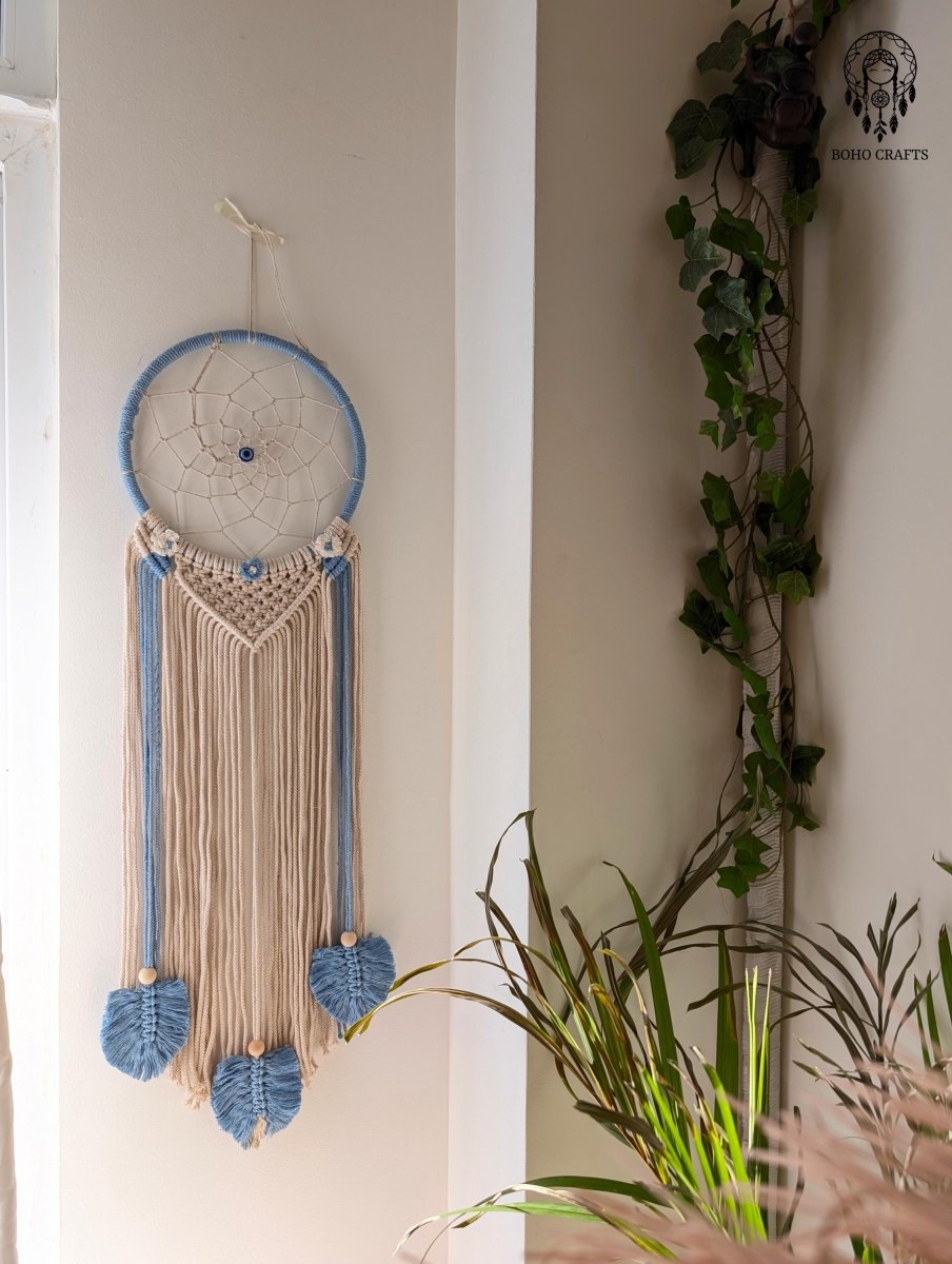 Handmade Round Dreamcatcher with Evil Eye | Macramé Wall Hanging | Boho Spiritual Home Décor boho_wall_decor