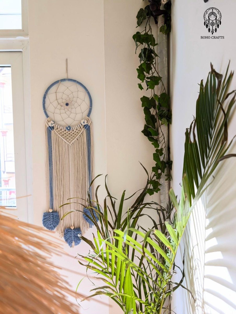 Handmade Round Dreamcatcher with Evil Eye | Macramé Wall Hanging | Boho Spiritual Home Décor boho_wall_decor