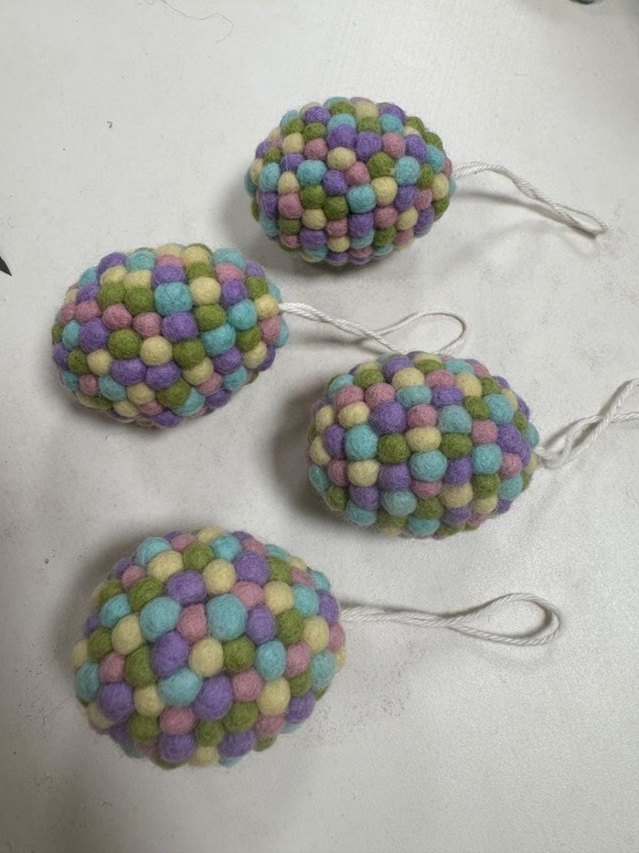 Handmade Wool Felt Egg Ornament: Pastel Holiday Decoration cute_animal_ornament
