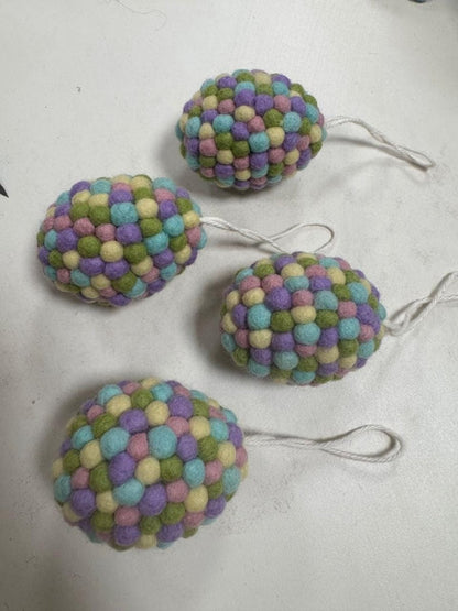 Handmade Wool Felt Egg Ornament: Pastel Holiday Decoration cute_animal_ornament