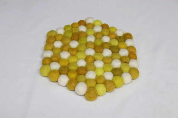 Mustard Wool Felt Coasters - Cozy Handmade Sets in Three Shapes cozy_decor
