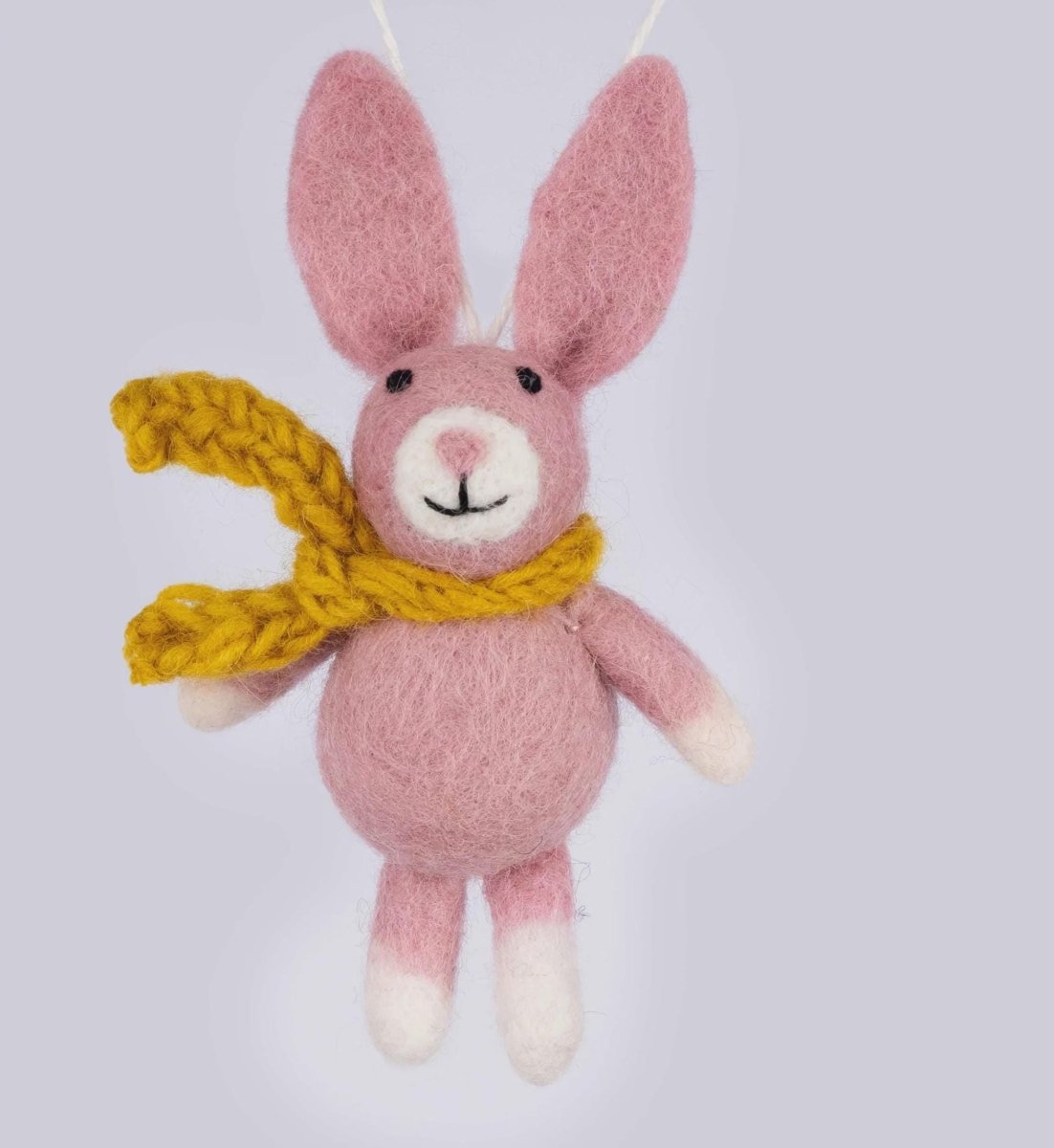 Nepalese Felt Bunny Ornament - Handmade Wool Christmas Decoration Felt