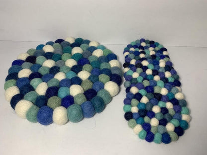 Ocean Mix Wool Felt Coasters, Round and Square (Handmade, Eco - Friendly) coaster_set