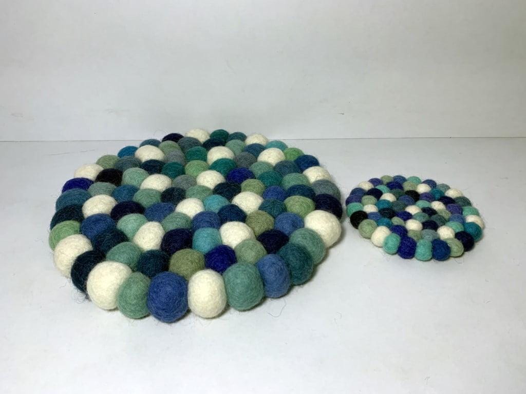 Ocean Mix Wool Felt Coasters, Round and Square (Handmade, Eco - Friendly) coaster_set