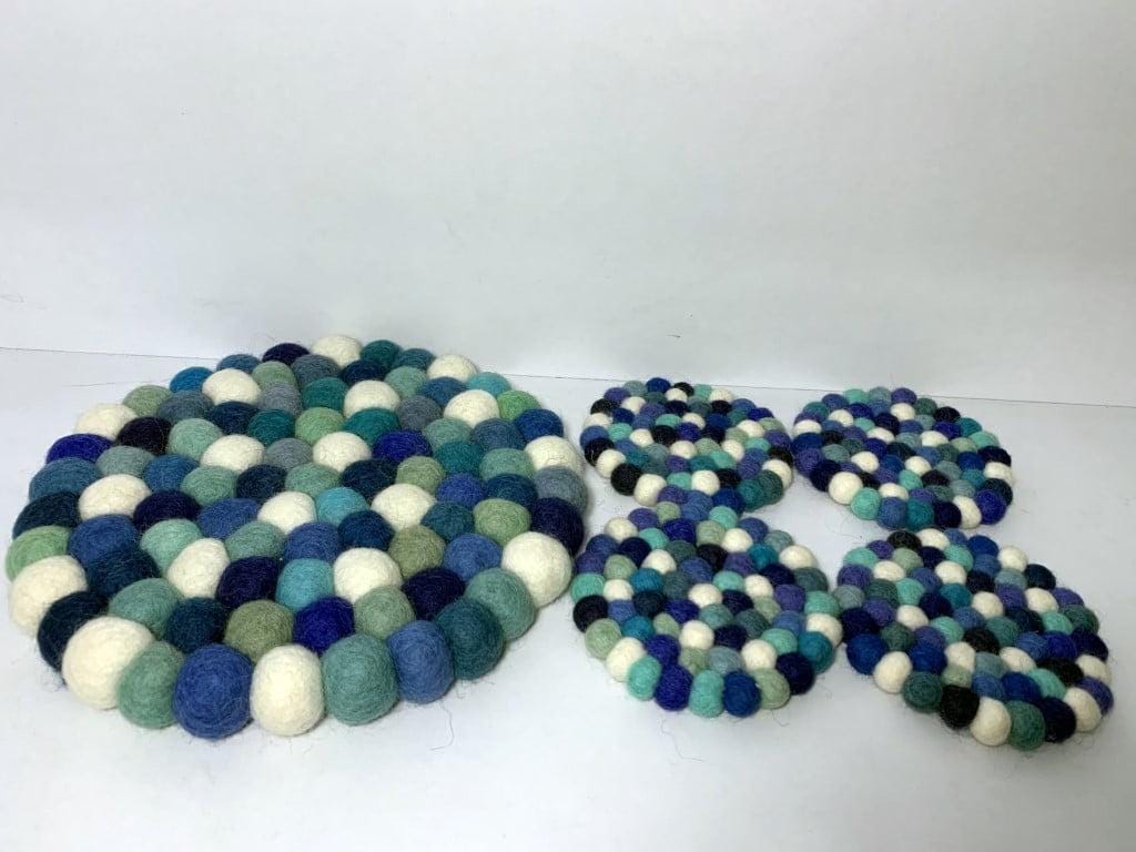Ocean Mix Wool Felt Coasters, Round and Square (Handmade, Eco - Friendly) coaster_set