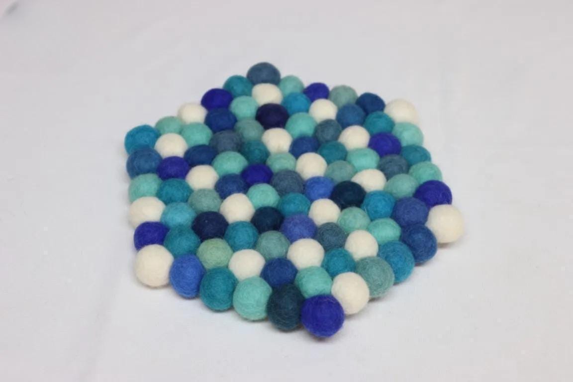 Ocean Mix Wool Felt Coasters, Round and Square (Handmade, Eco - Friendly) coaster_set
