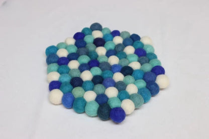 Ocean Mix Wool Felt Coasters, Round and Square (Handmade, Eco - Friendly) coaster_set