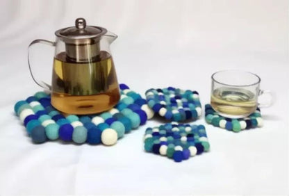 Ocean Mix Wool Felt Trivet – Round/Square/Hex cozy_decor