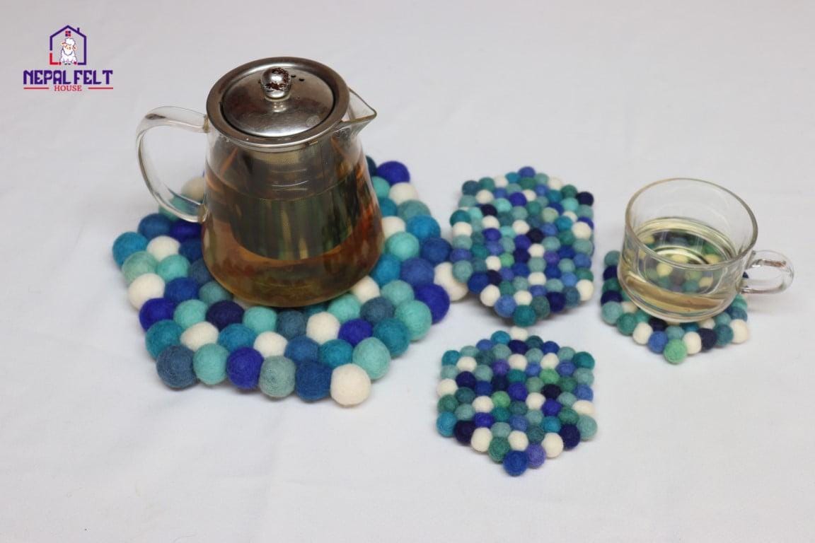 Ocean Mix Wool Felt Trivet – Round/Square/Hex cozy_decor