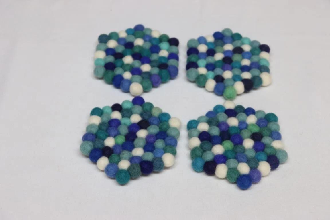Ocean Mix Wool Felt Trivet – Round/Square/Hex cozy_decor