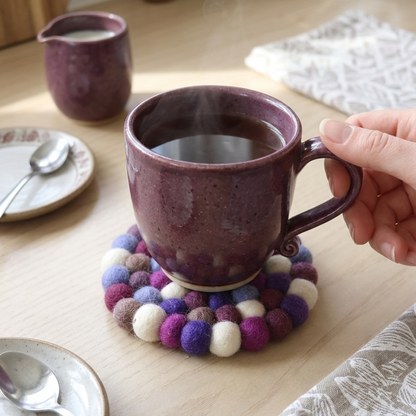 Namaste Artisans Handcrafted Round Wool Felt Coasters - Set of 4