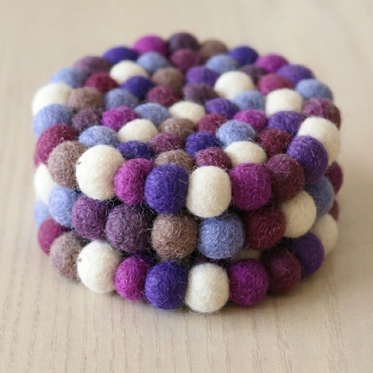 Namaste Artisans Handcrafted Round Wool Felt Coasters - Set of 4