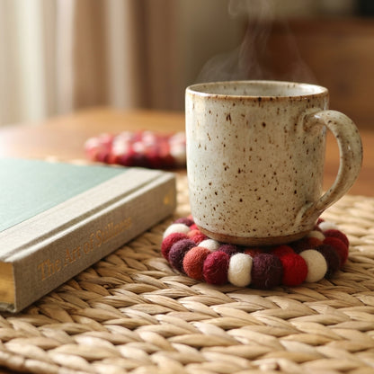 Namaste Artisans Handcrafted Round Wool Felt Coasters - Set of 4