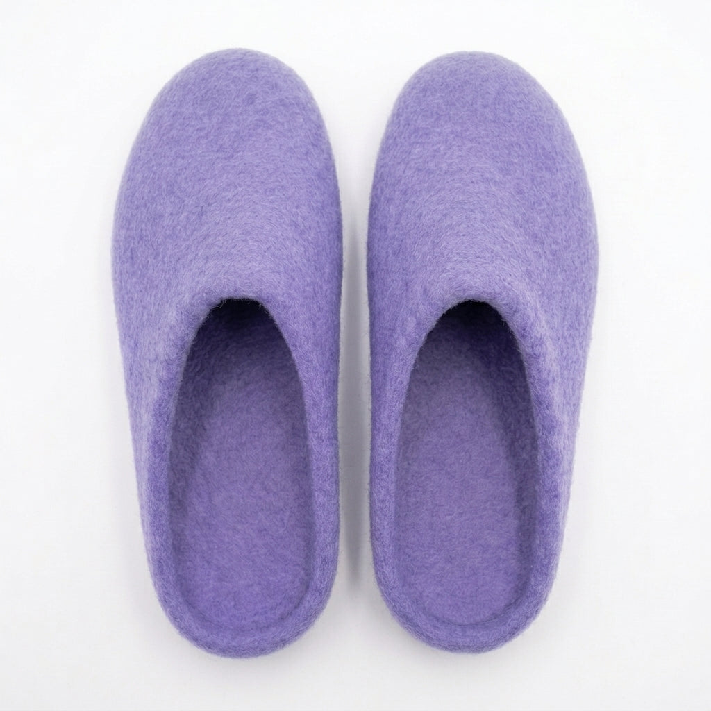 Handgefertigte Filzhausschuhe aus Wolle | Blau, Lavendel & Gelb | Unisex Hausschuhe | 100% Neuseelandwolle | Namaste Artisans