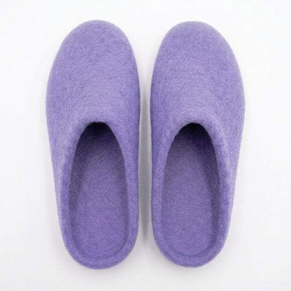 Handmade Wool Felt Slippers | Blue, Lavender & Yellow | Unisex House Shoes | 100% NZ Wool | Namaste Artisans
