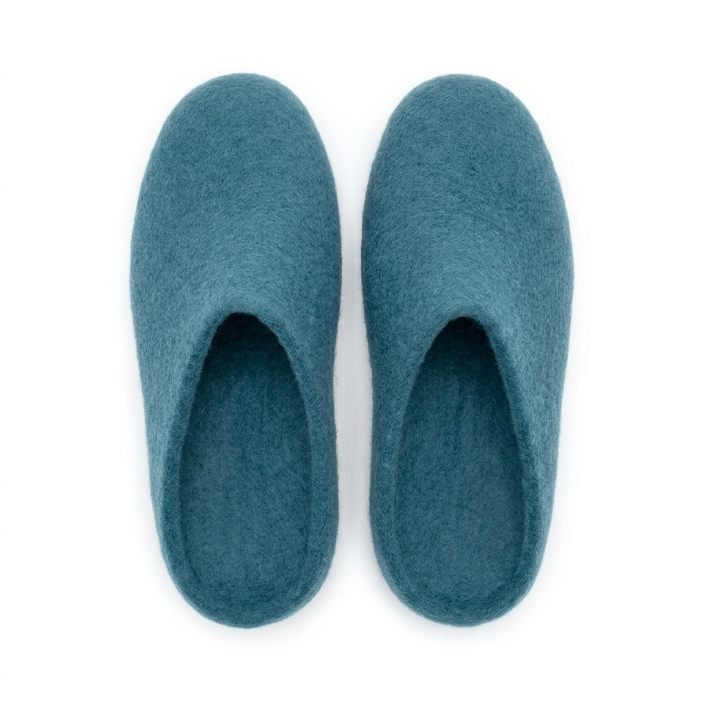 Handgefertigte Filzhausschuhe aus Wolle | Blau, Lavendel & Gelb | Unisex Hausschuhe | 100% Neuseelandwolle | Namaste Artisans