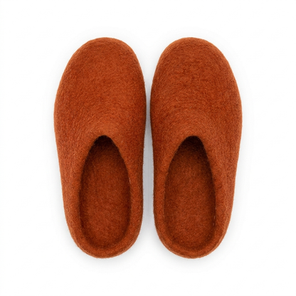 Handgemachte Filzhausschuhe aus Wolle | Rot, Orange & warme Farbtöne | Unisex Hausschuhe | 100% Neuseelandwolle | Namaste Artisans